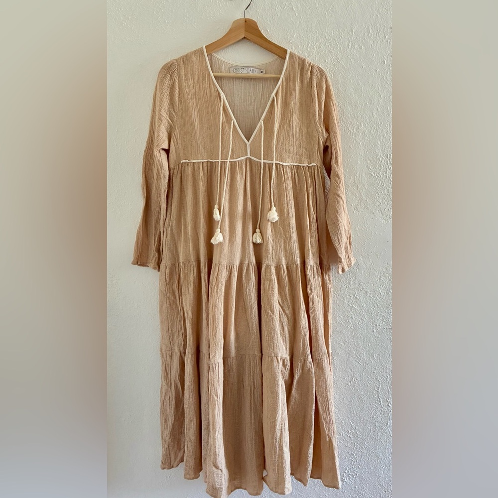Christy Dawn Paloma Long Sleeve Dress in Tan size XS/S